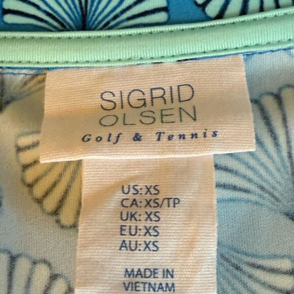 NWT Sigrid Olsen Woman’s Golf Tennis Full Zip Jacket in Blue Palm Fan Pattern. - Picture 6 of 9